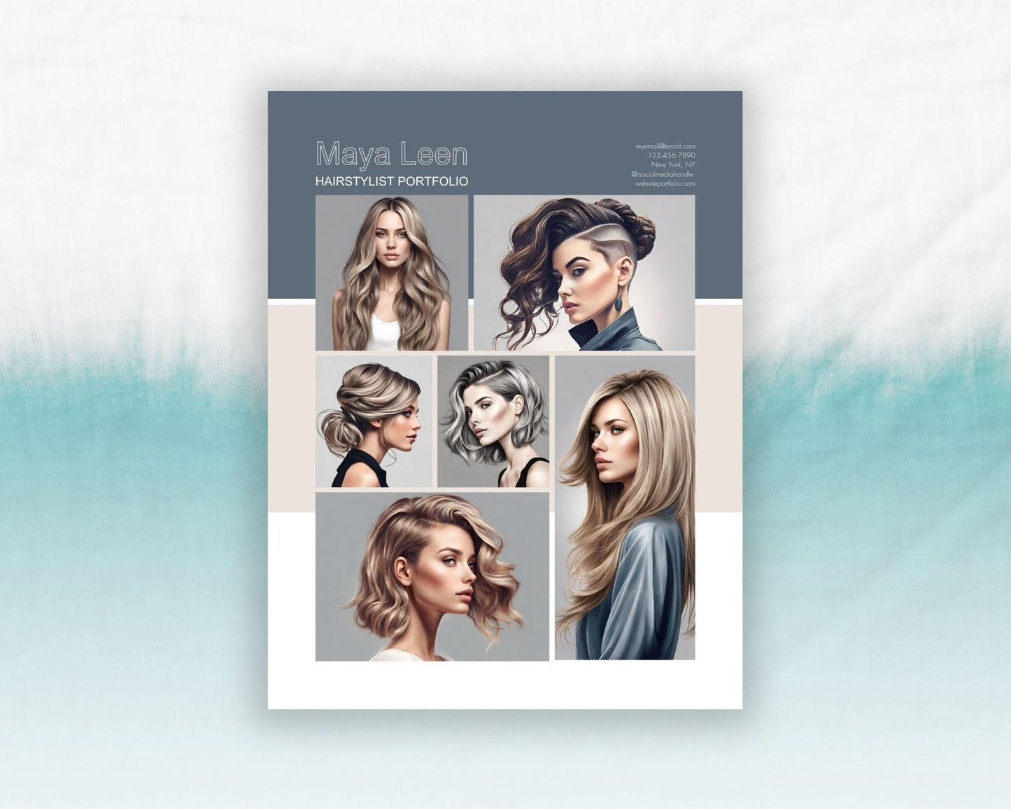 Hairstylist Portfolio Canva Template - One Pager, Printable, and Editable Digital Download - 3 in 1 - Hairdresser Templates