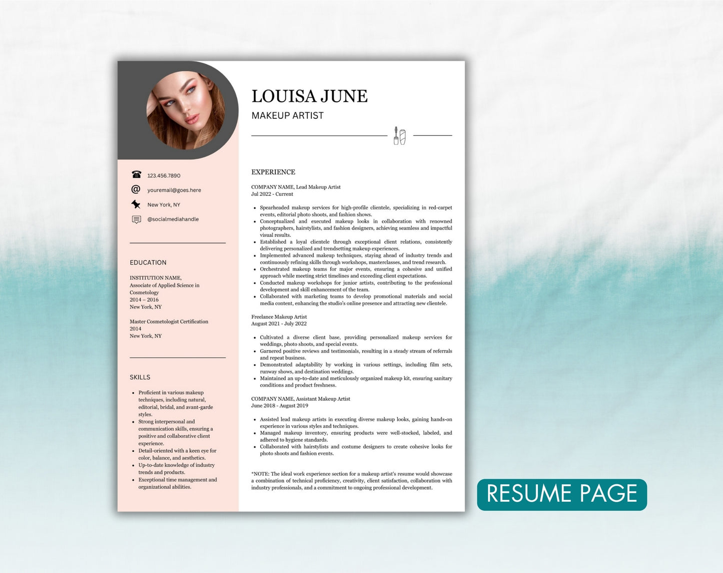 Makeup Artist Resume Template