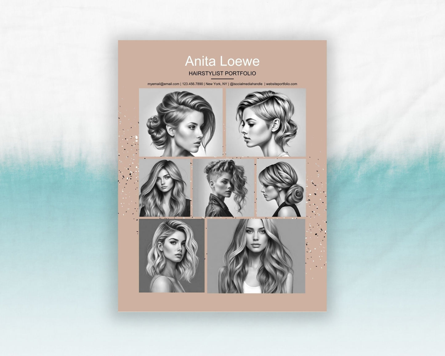 Hairstylist Portfolio Canva Template - One Pager, Printable, and Editable Digital Download - 3 in 1 - Hairdresser Templates